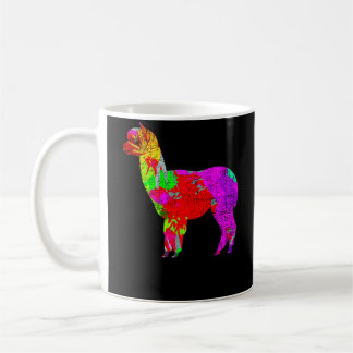 Psychedelic alpaca distressed coffee mug