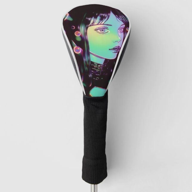 Psychedelic Anime Girl Golf Head Cover (Front)