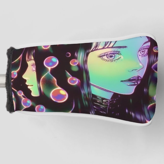 Psychedelic Anime Girl Golf Head Cover (Front)