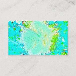Psychedelic Aqua and Lime Green Milkweed Business Card