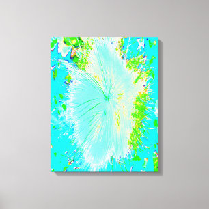 Psychedelic Aqua and Lime Green Milkweed Canvas Print