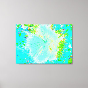 Psychedelic Aqua and Lime Green Milkweed Canvas Print