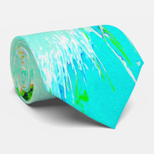 Psychedelic Aqua and Lime Green Milkweed Tie