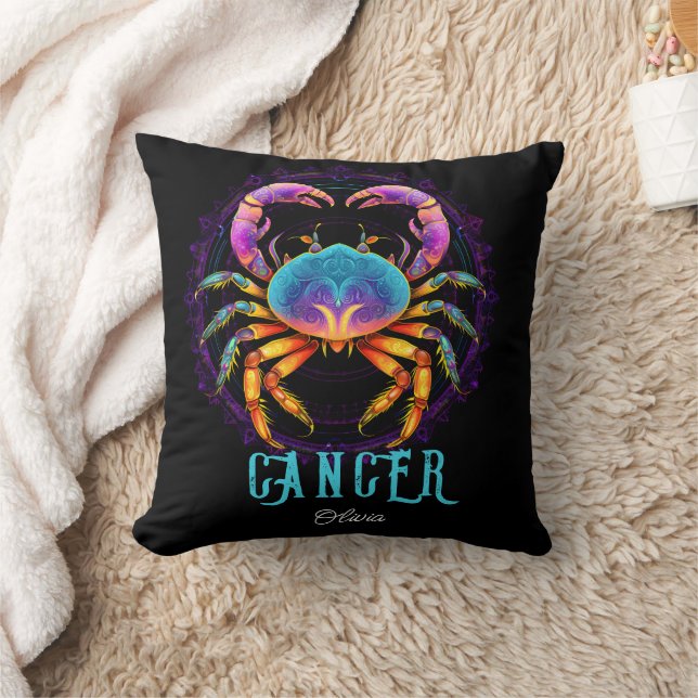 Psychedelic Art Cancer Zodiac Name  Cushion (Blanket)