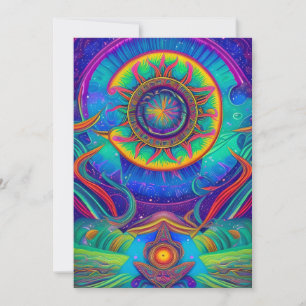 Psychedelic Art in Vibrant Colours Invitation