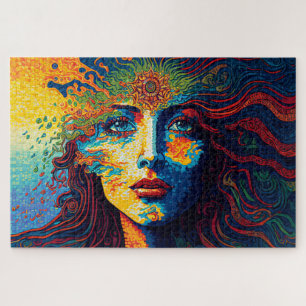 Psychedelic Art portrait of a woman Jigsaw Puzzle