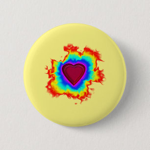 Psychedelic Aura Dual Heart 6 Cm Round Badge