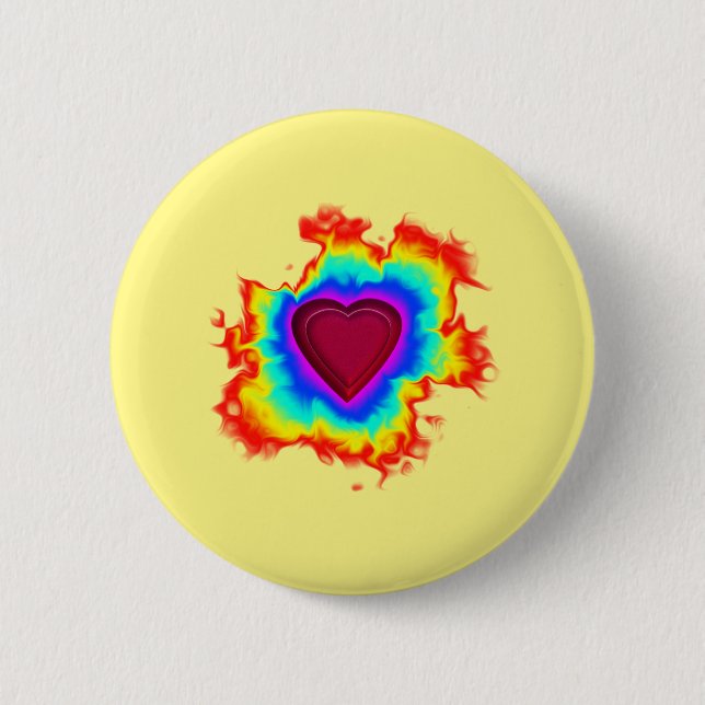 Psychedelic Aura Dual Heart 6 Cm Round Badge (Front)