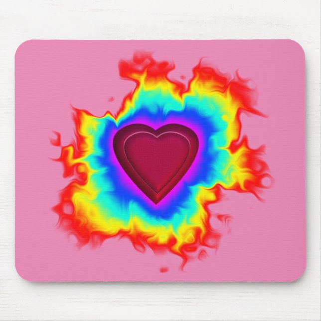 Psychedelic Aura Dual Heart Mouse Mat (Front)
