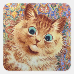 Psychedelic Background Cat Painted by Louis Wain Square Sticker