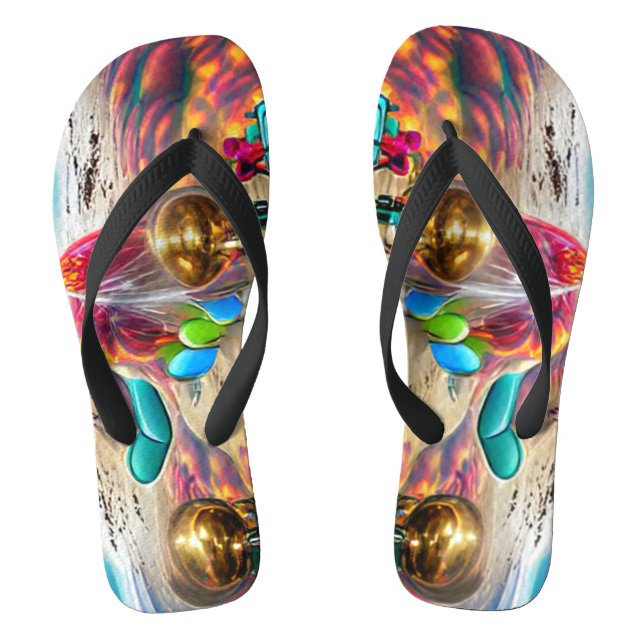 Psychedelic Balloons Colourful Created Flip Flops (Footbed)