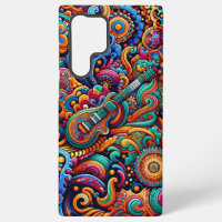 Psychedelic Batik Guitar Art–Colourful Retro Music