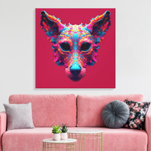 Psychedelic Best Friend - Dog Design T-shirt Canvas Print
