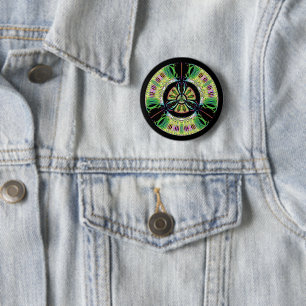 Psychedelic bio-hazard symbol (or whatever u see) 6 cm round badge