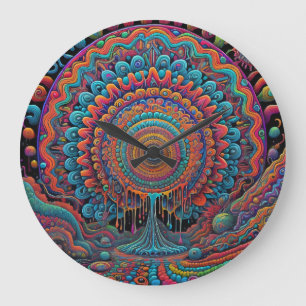 Psychedelic Birth of the Universe Art  Large Clock