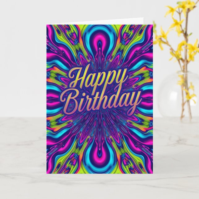 psychedelic birthday card (Yellow Flower)