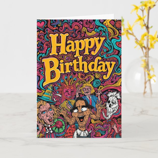 psychedelic birthday card (Yellow Flower)