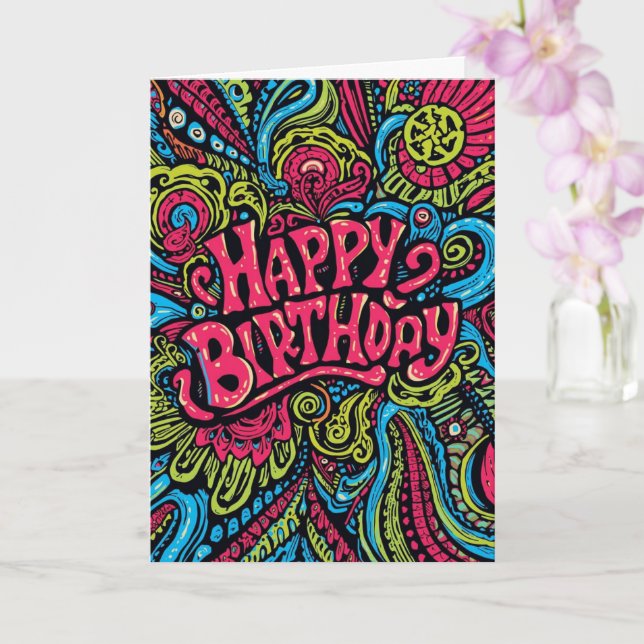 psychedelic birthday card (Orchid)