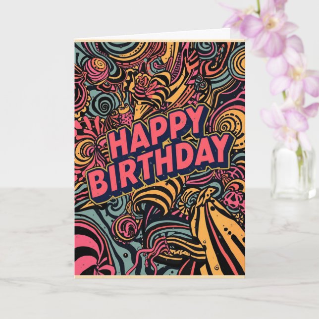 psychedelic birthday card (Orchid)