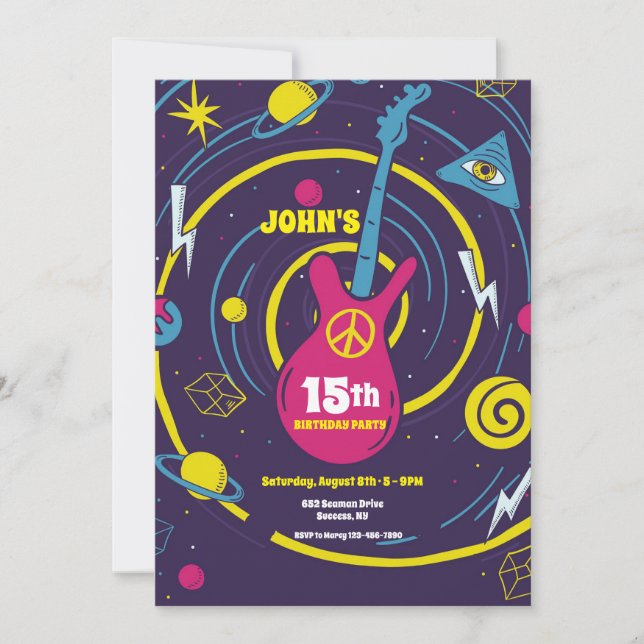 Psychedelic Birthday Party Invitation (Front)