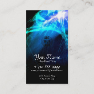 Psychedelic Blue Burst Fractals Business Card