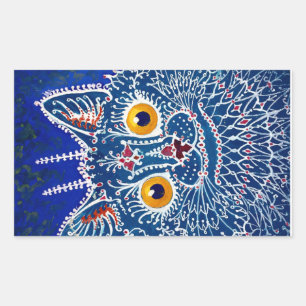 Psychedelic Blue Cat by Louis Wain Rectangular Sticker