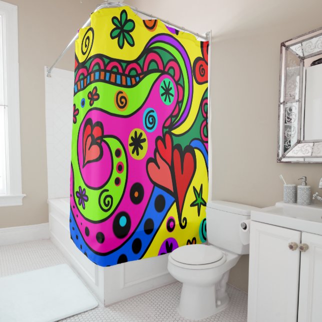 Psychedelic Bohemian Hippie Colourful Shower Curta Shower Curtain (In Situ)