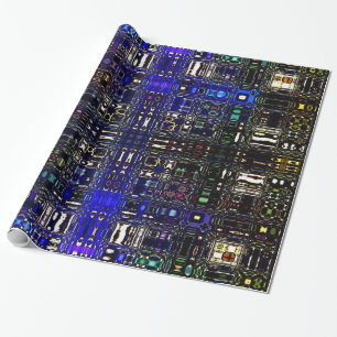 Psychedelic Bright Spot Light Wrapping Paper-Blue Wrapping Paper