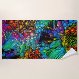 Psychedelic Bubble Burst Abstract Daisies  Beach Towel