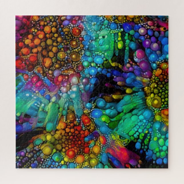 Psychedelic Bubble Burst Abstract Daisies  Jigsaw Puzzle (Vertical)