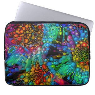 Psychedelic Bubble Burst Abstract Daisies Laptop Sleeve