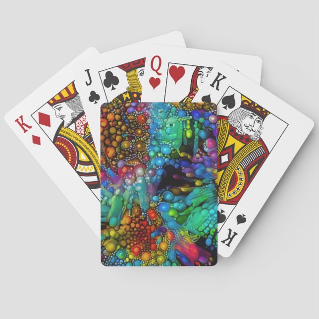 Psychedelic Bubble Burst Abstract Daisies  Playing Cards (Back)