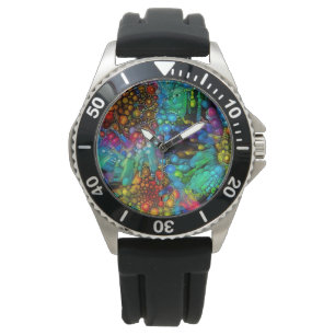 Psychedelic Bubble Burst Abstract Daisies Watch