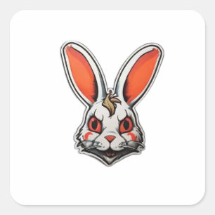 Psychedelic Bunny psycho classic Square Sticker