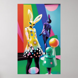 Psychedelic Bunny World Poster