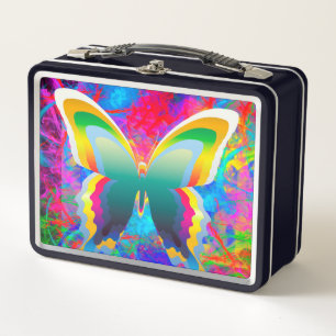 Psychedelic Butterflies Metal Lunch Box