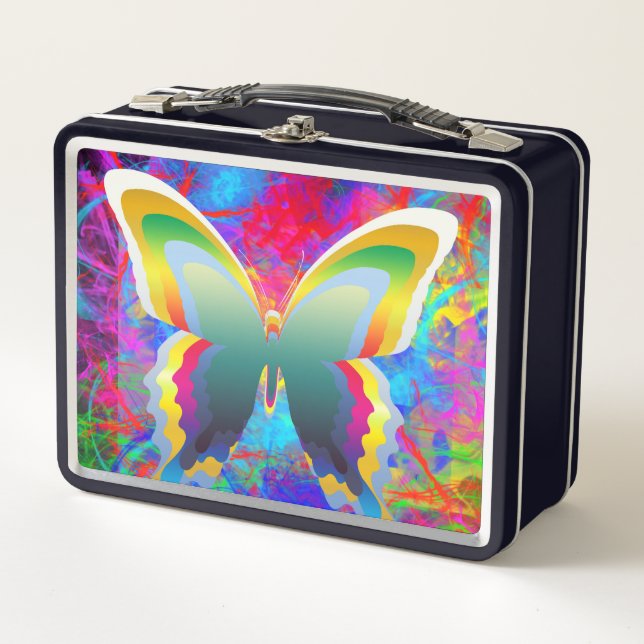 Psychedelic Butterflies Metal Lunch Box (Front)