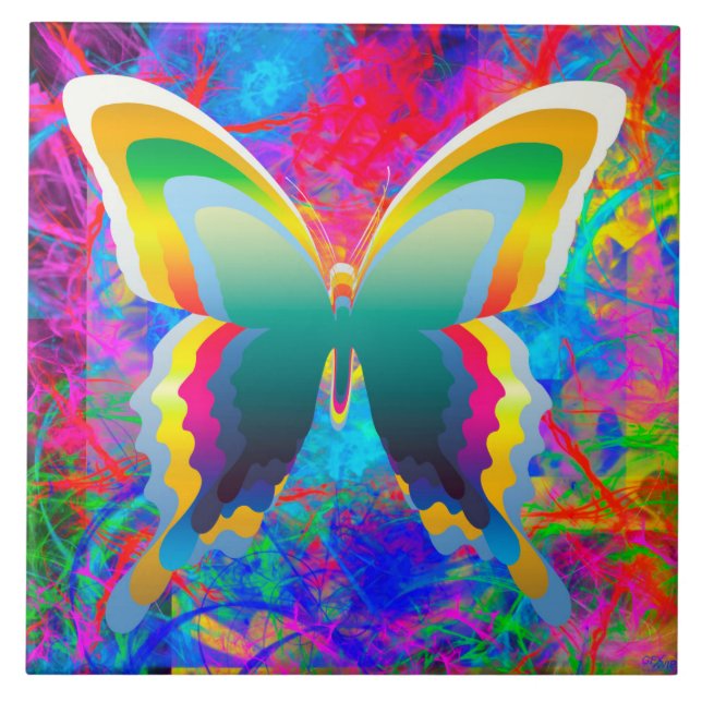 Psychedelic Butterflies Tile (Front)
