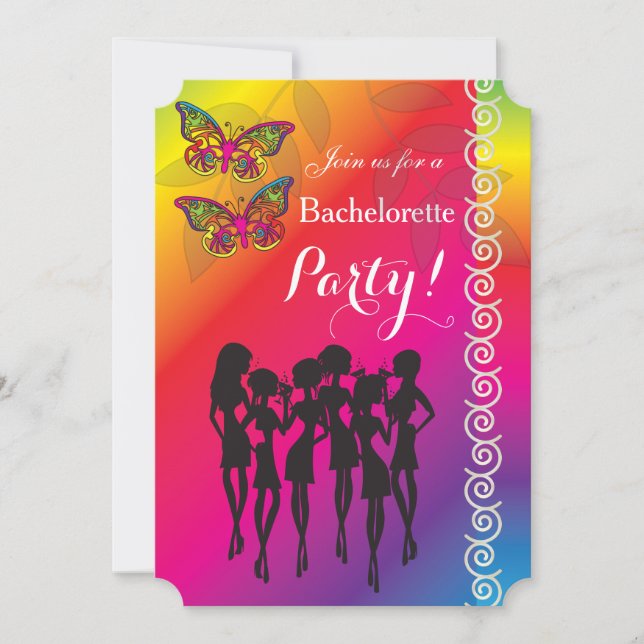 Psychedelic Butterfly Bachelorette Party Designs Invitation (Front)