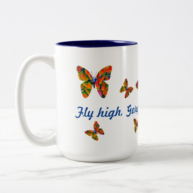 Psychedelic Butterfly Fly High Two-Tone Coffee Mug (Left)