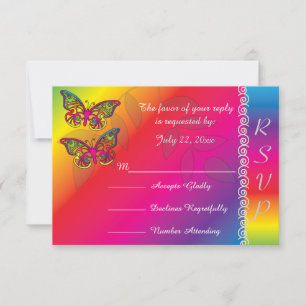 Psychedelic Butterfly Wedding Designs RSVP Card