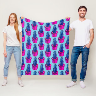 Psychedelic Cactus - Trippy Plant Lover Art Fleece Blanket