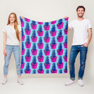 Psychedelic Cactus - Trippy Plant Lover Art Fleece Blanket