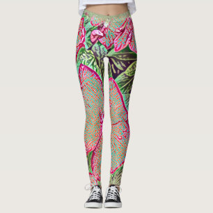 Psychedelic Caladium Leaf Botanical Print Leggings