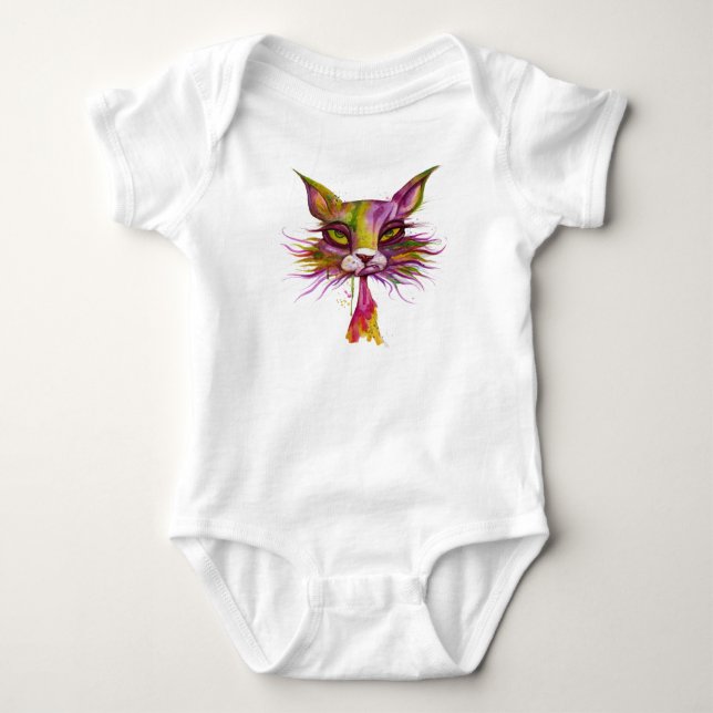Psychedelic Cat Baby Bodysuit (Front)