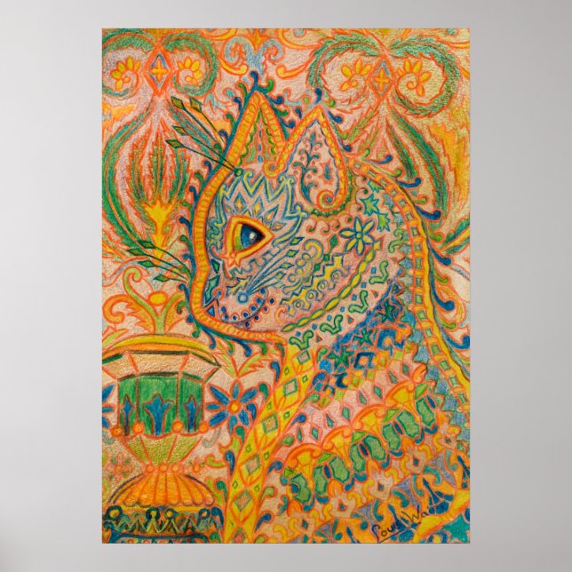 Psychedelic Cat by Louis Wain Poster (Front)