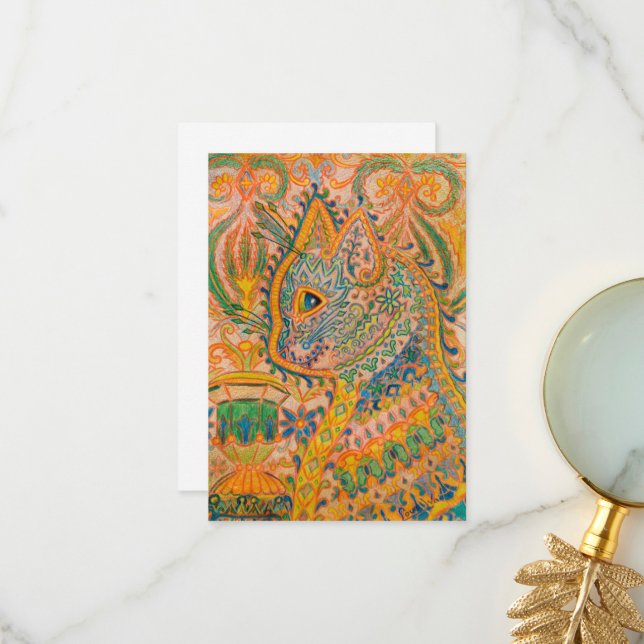 Psychedelic Cat by Louis Wain Thank You Card (Front/Back In Situ)