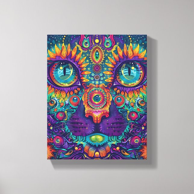 Psychedelic Cat Canvas Print (Front)