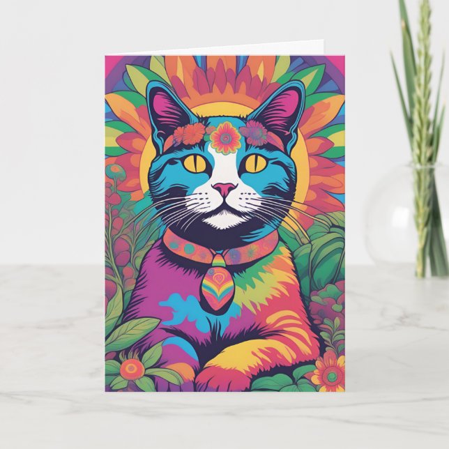 Psychedelic Cat  Card (Front)