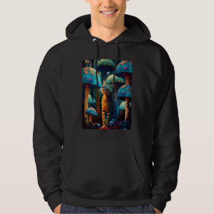 Psychedelic Cat In The Mushroom Forest 1 Hoodie